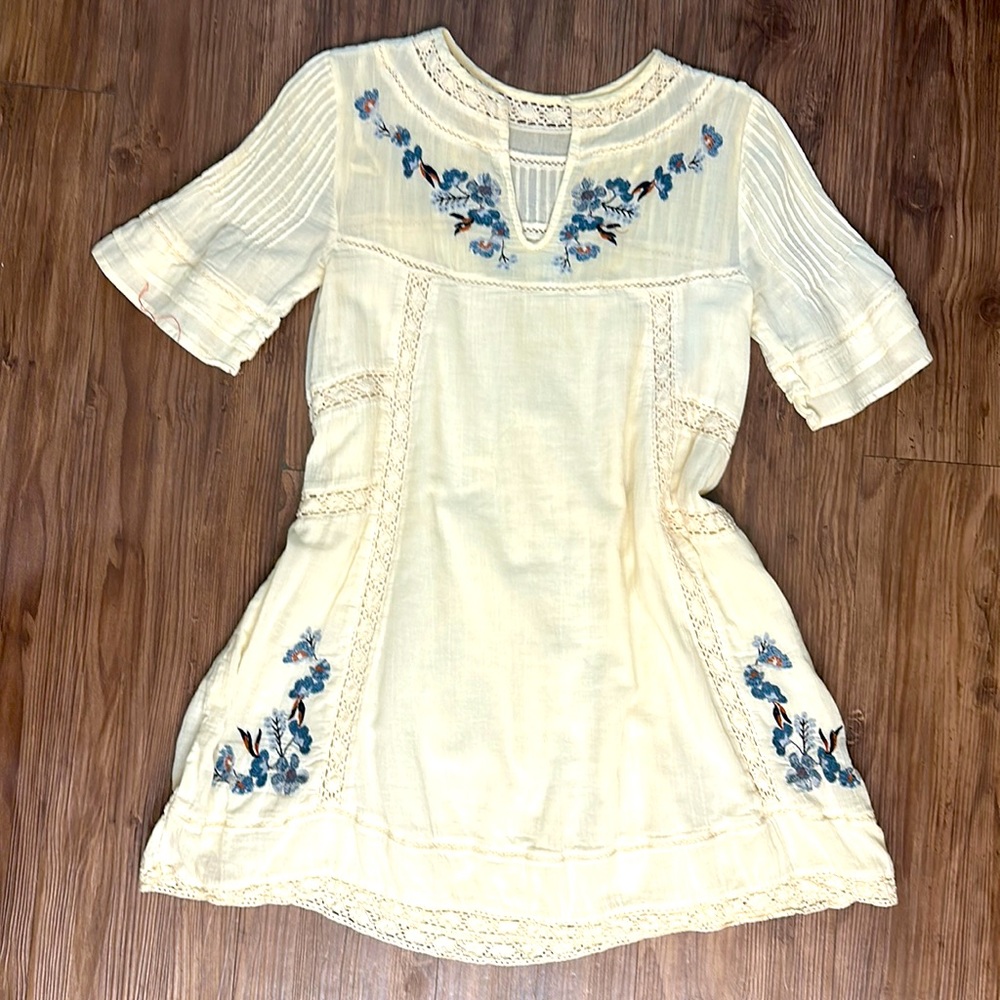 FREE PEOPLE - EMBROIDERED COTTON DRESS